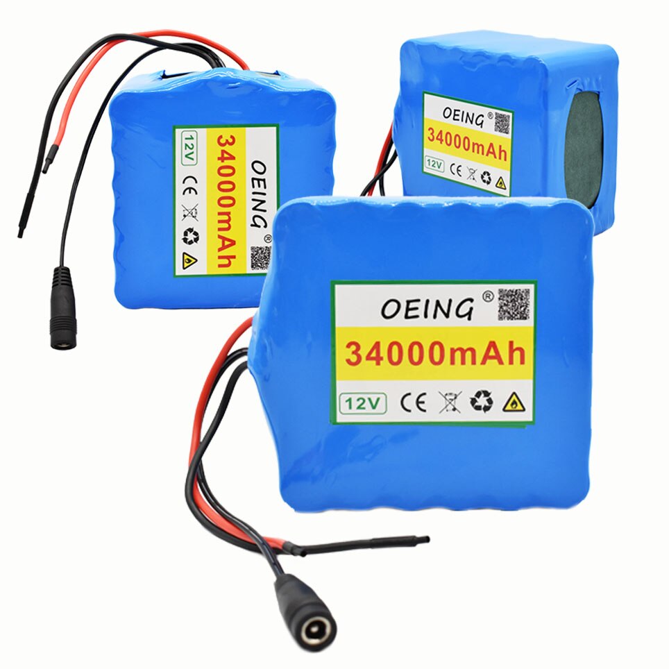 12V 34Ah 3S12P 12V 12.6V Lithium Battery Pack for Inverter Xenon Lamp Solar Street Light Sightseeing Car Etc