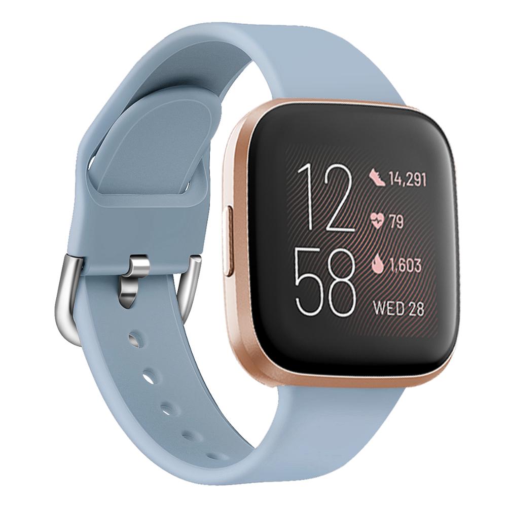 Ren farge armbånd til fitbit versa 2/ versa lite vanntett erstatning myk silikon klokkerem correa: Lyse blå / L