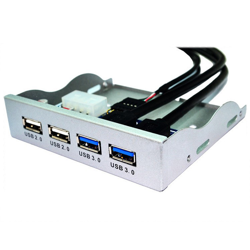 H1111Z-HUB USB 2,0 3,0, de 4 puertos Panel frontal, divisor de concentrador, adaptador de soporte combinado interno para escritorio, Bahía flexible de 3,5 pulgadas: Blanco