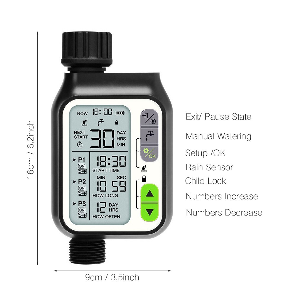 Garden Automatic Watering Timer With Rain Sensor Irrigation Device Irrigation Timer LED Screen Sprinkler Watering Device Tools