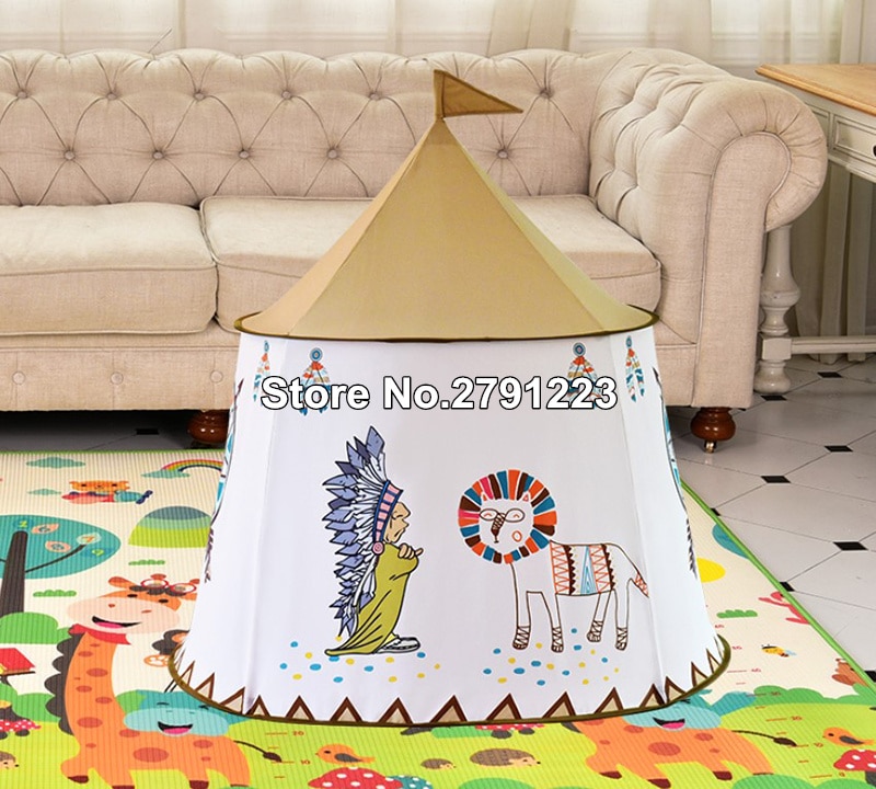 Yard Kid Tent House Portable Princess Castle 123*116cm Hang Flag Children Teepee Tent Play Tent Birthday Christmas