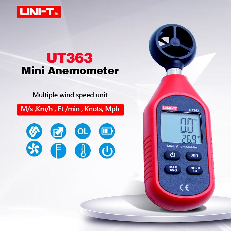 Digitale Wind Speed Meter Mini UNI-T UT363 Pocket Windmeters Snelheid Temperatuur Digitale Thermometers Diagnostic-Gereedschap