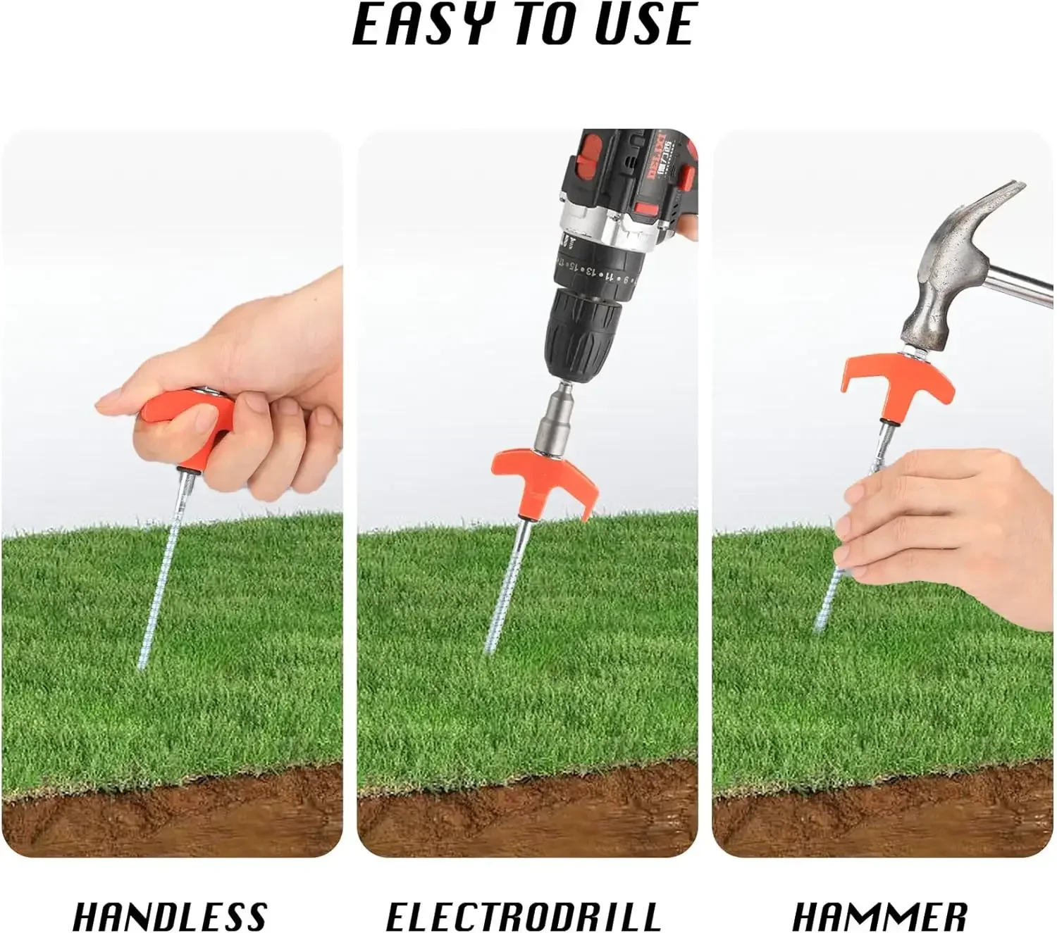 4 Stuks Outdoor Tent Nail 20/25/30 Cm Schroef Anker Stakes Haringen Schroef In Tenten Peg grond Nagels M8 Koolstofstaal Camping Trip Tent Peg