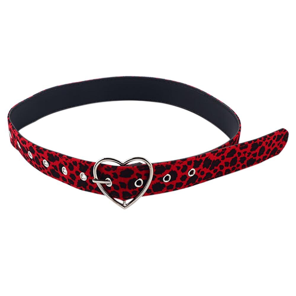 Vrouwen Riem Buikband Paardenhaar Riem Met Luipaard Patroon Metalen Hart Cirkel Gesp Riem: AR