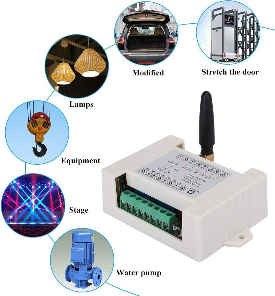 Motor Remote Control Switch, 433Mhz Remote Control Relay Use for Car, Garage Doors, Window, Water Pump, DC 12V-36V 10A Relay