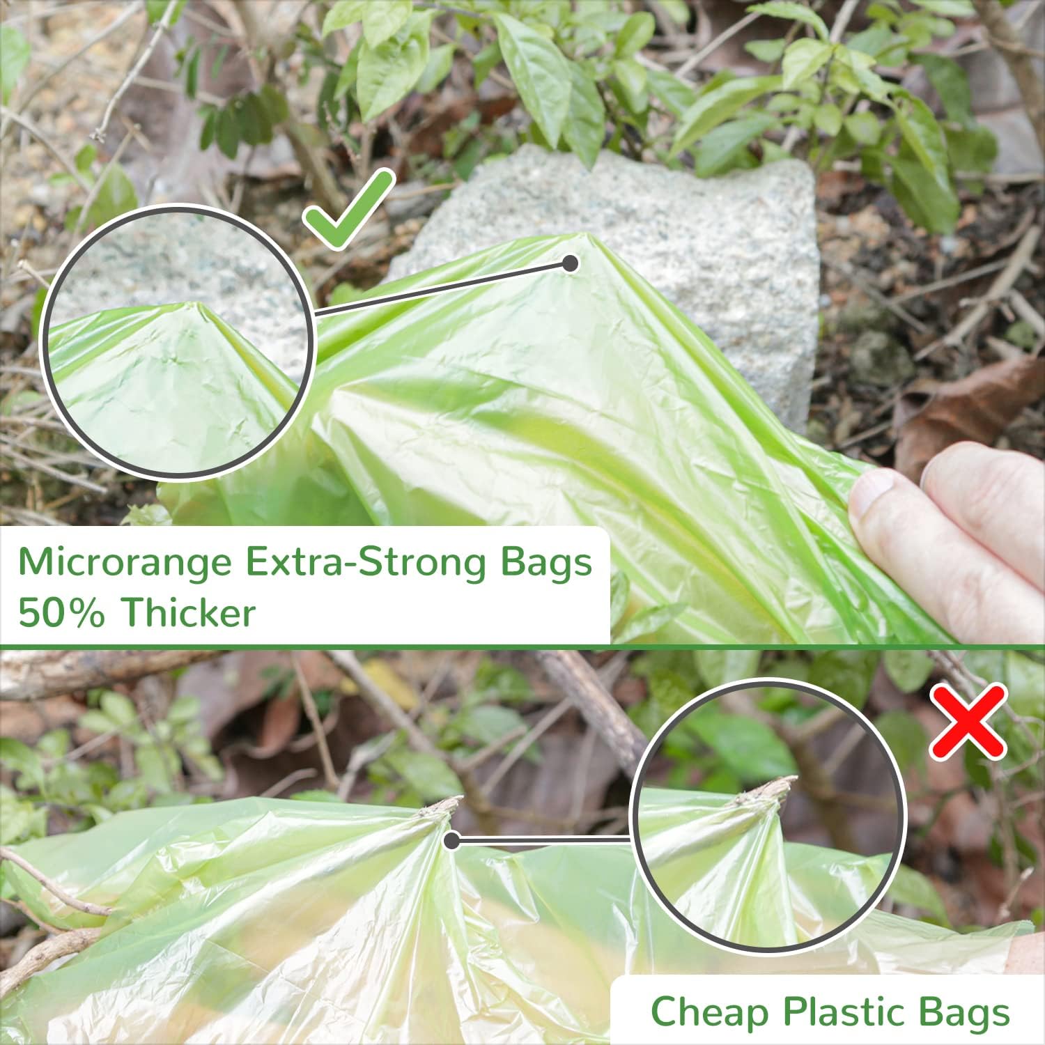 Bolsa Biodegradable para caca de perro, Extra gruesa, fuerte, con dispensador, accesorios para mascotas al aire libre