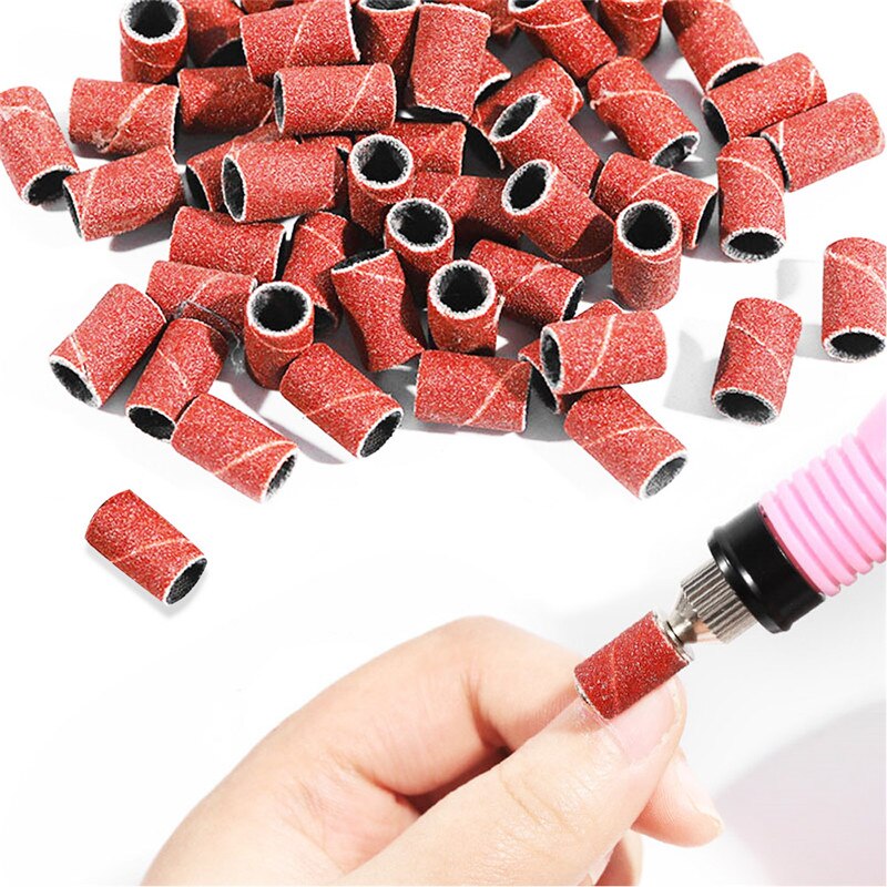 100 Stks/set 80 #120 #180 # Nail Art Schuurbanden Voor Manicure Pedicure Nail Boor Machine Nail Gereedschap