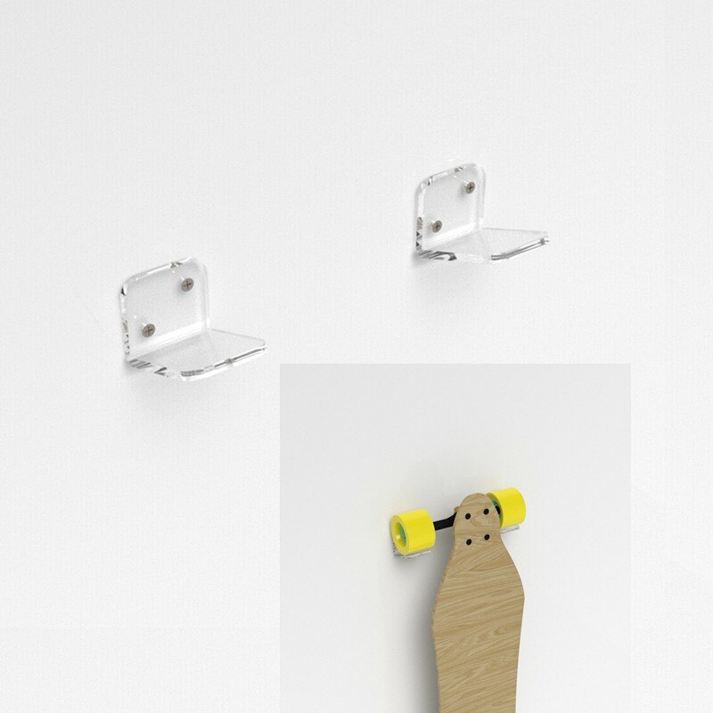 1 Pair Brackets Acrylic Skateboard Deck Mount Durable Hanging Brackets