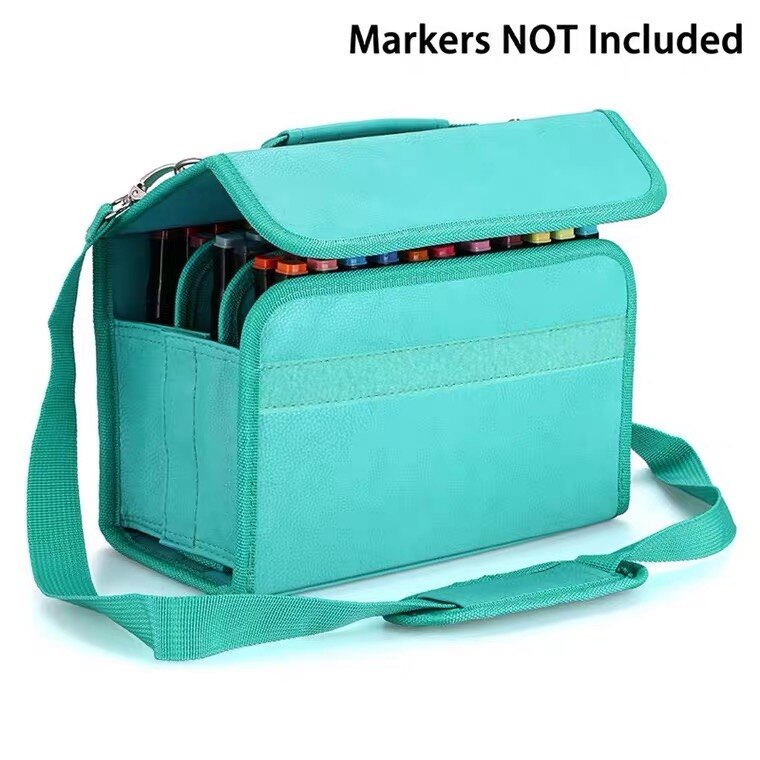 Marker Aufbewahrungstasche 120 Fächer - PU Leder Organizer Mit Griff