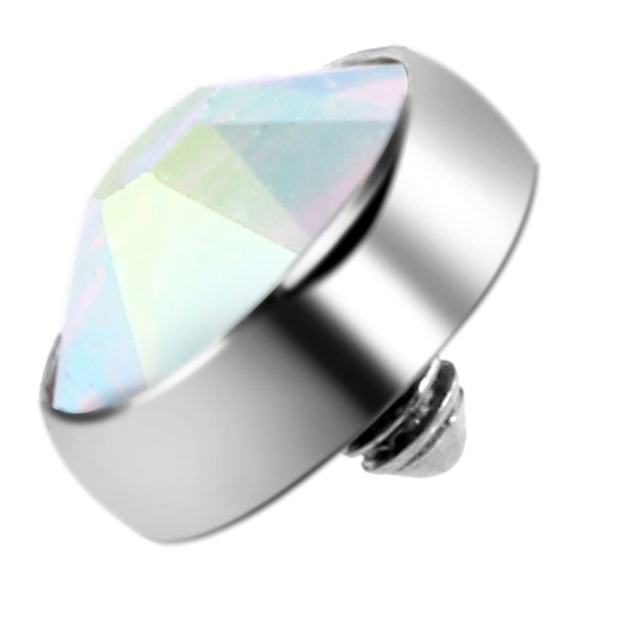 1 pieza G23 Piercing de titanio Micro Dermal CZ gema Micro ancla dérmica cristal Top Piercings dérmicos Piercing de superficie 14G joyería del cuerpo: Plata antigua plateada