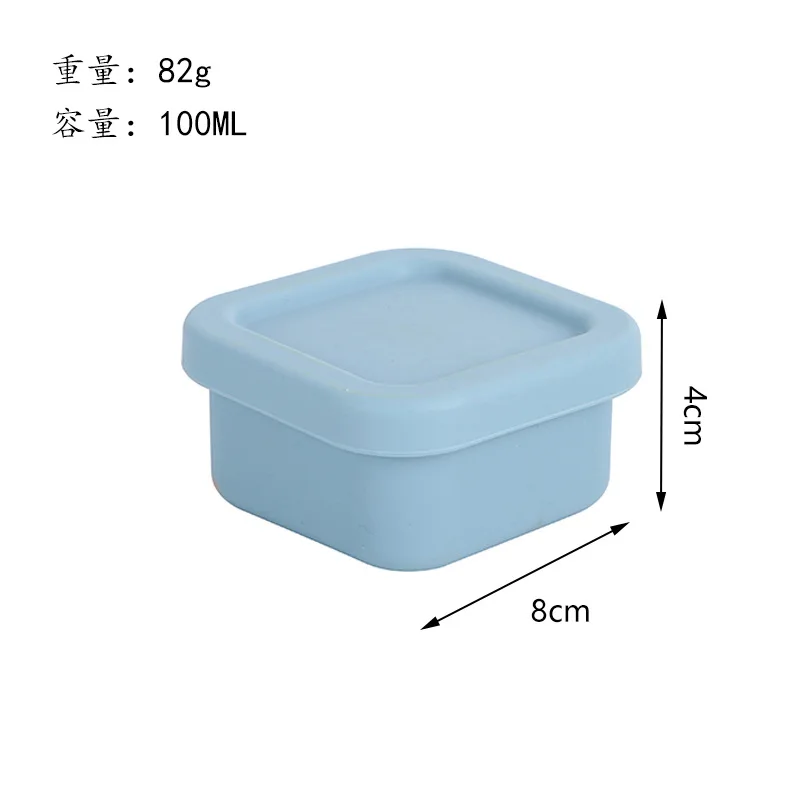 Fiambrera de silicona de un solo compartimento, apto para microondas, a prueba de fugas, cajón para verduras, juego de fiambrera portátil de múltiples capacidades, bandeja de hielo: Plata