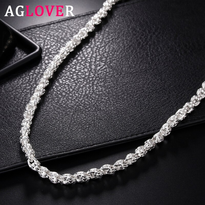 AGLOVER 925 Sterling Silver 20 Inch 5MM Faucet Chain Necklace For Woman Man Wedding Birthday Jewelry