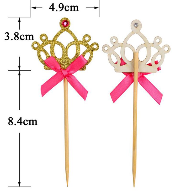 24 Topper Per Cupcake A Forma Di Corona Glitterate Oro/argento – Decorazioni Per Torte E Dessert, Fai Da Te - 3
