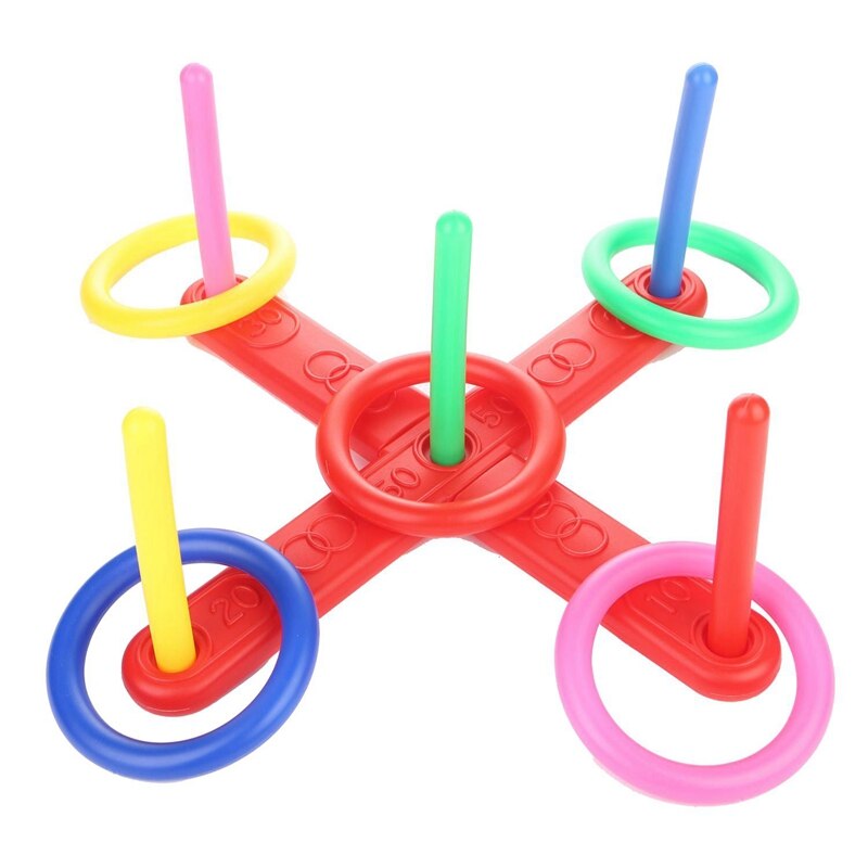 1 Set Ring Toss Game Quoits Hoopla Set Quoits Pegs Rope Target Kids Garden Party & 1 Set Kid'S Desktop Game Mini Shooting Basket