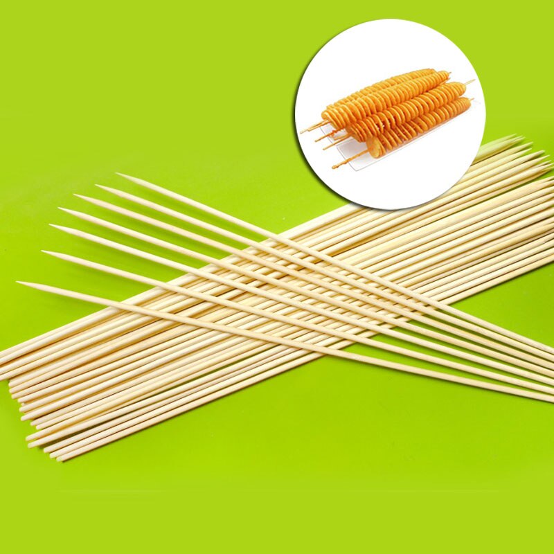 100 stk 60cm x 6mm bambus spyd pinde tornado kartoffel grill spyd grill bbq shish kabob værktøj naturligt træ spiraltilbehør