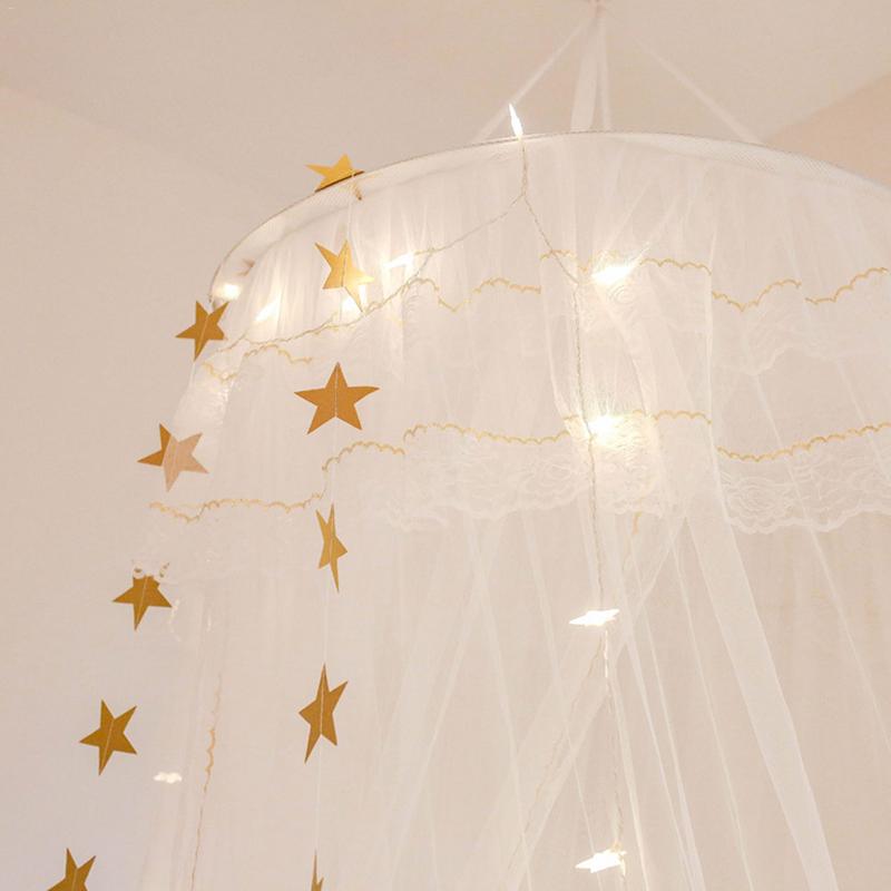 Summer Children Kid Princess Bedding Mosquito Net Romantic Baby Girl Round Bed Mosquito Net Bed Cover Bed Canopy Dream Bedroom