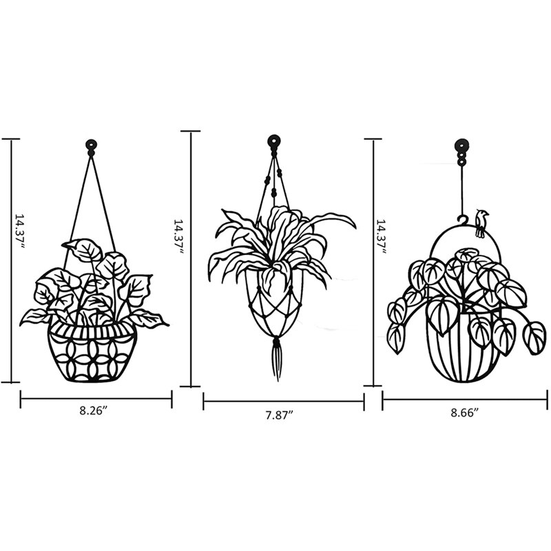 Set of 3 Black Metal Flowers Wall Decor Art,Metal Wall Decor for Living Room,Kitchen Wall Art Decor Metal Wall Sculpture: Default Title