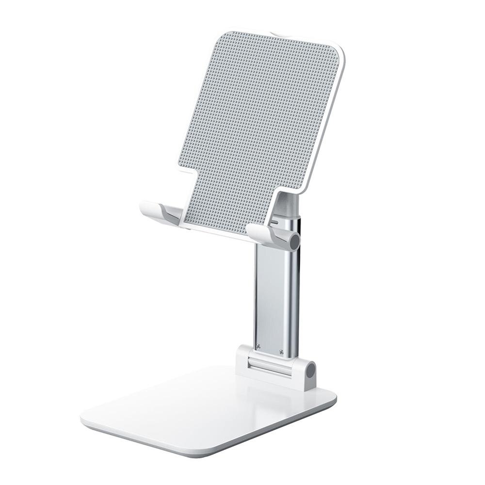 Adjustable Cell Phone Desk Stand Holder Aluminum Desktop Portable Universal Holder Mount Cradle Bracket for Phone Tablet: White