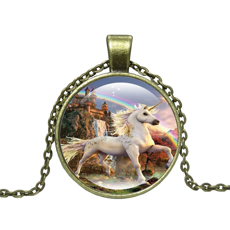 (unisex) pegaso unicorno tempo Collana di Pietra Accessori Retrò Catena Lunga Del Maglione Stile Parametro Variabile