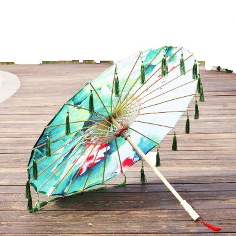 Seide Regenschirm regen frauen Tanz Stütze Cheongsam Geölt Papier Dach sonnenschirm guarda chuva paraguas mujer Hanfu quaste regenschirm