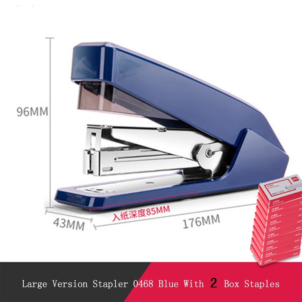 Deli Labor-saving Stapler Multiple Styles With Silicone Anti-skid Base Strong Penetration Office Stationery Supplies: Blue L Ad 2 staples