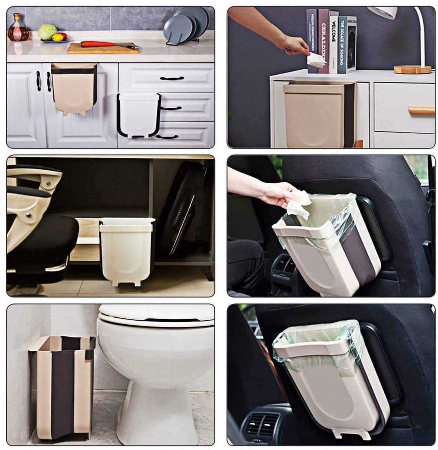 Cubos de Basura Plegable Colgado Basurero Colgante  Contenedor Extraible Montado En La Pared, para la Cocina, Coche ,Baño