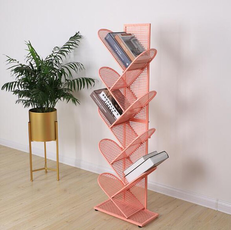 JOYLOVE Tree-shaped Iron Grid Bookshelf Storage Rack For Library Book Store Office Working Study Books Display