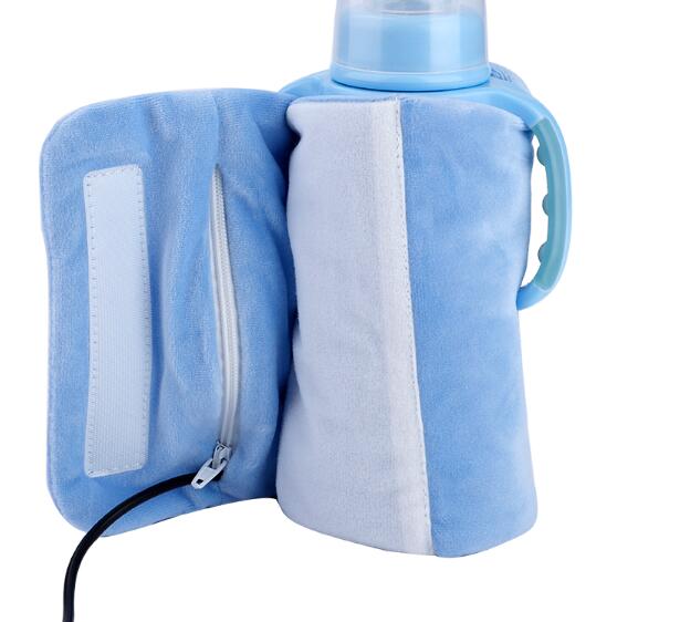 Usb babyflaskevarmer bærbar rejse mælkevarmer spædbarnfodringsflaske opvarmet dæk isolering termostat madvarmer 1.5h: Blå