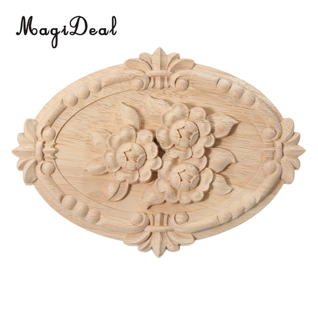 3D Hout Gesneden Hoek Onlay Meubilair Home Decoratie Kozijn Spiegel Frame Wood Craft Unpainted Applique: E