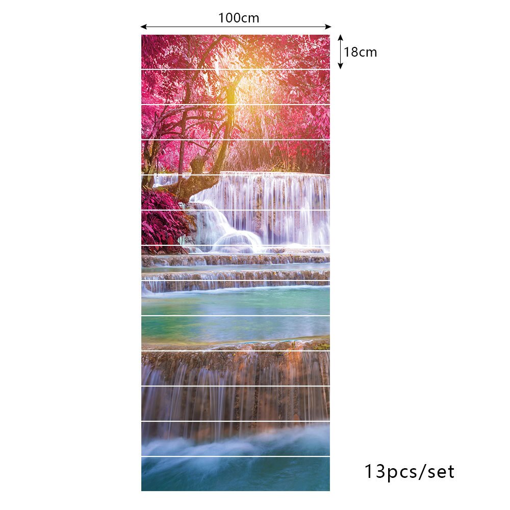 Autocollant d'escalier - DILWE - 13Pcs - PVC - Motif paysage
