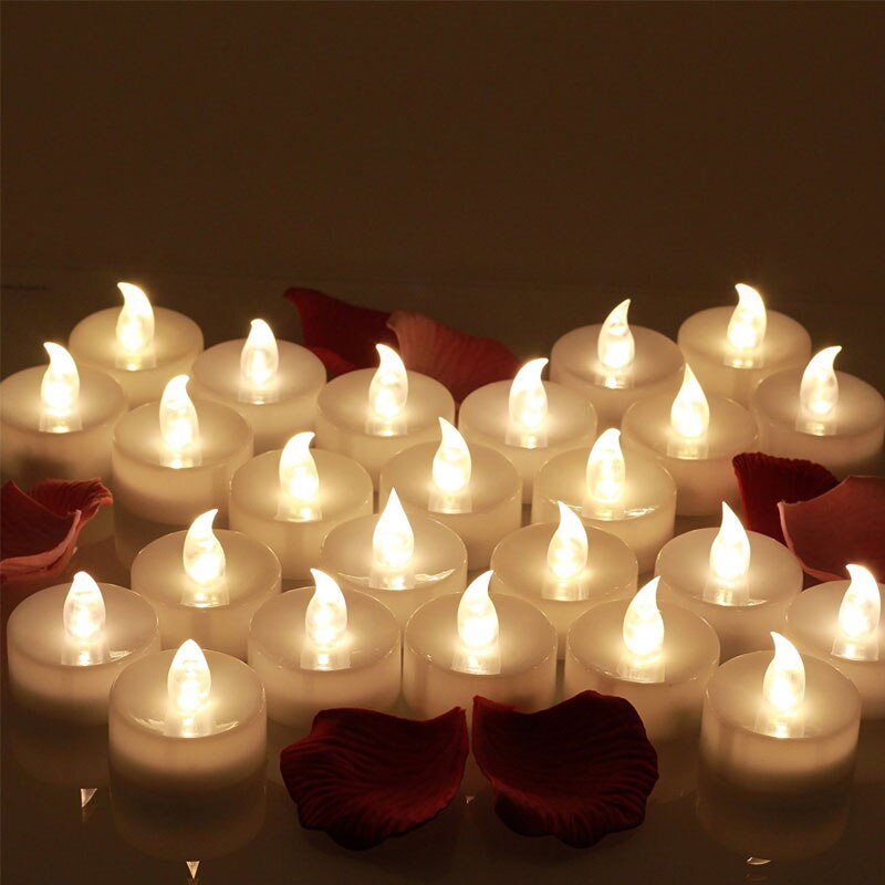 White Realistic Bright Flameless LED Tea Light Candles 12 pcs/pcsk Flickering Flameless Tea Light Battery Operated Candles: Warm White