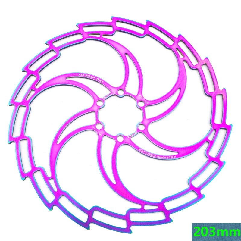 Colorful Bike Disc Brake Rotor 160/180/203mm MTB Mountain Road Bike Hydraulic Brake Disc Rotors Rainbow Bike Brake Rotors: 203mm