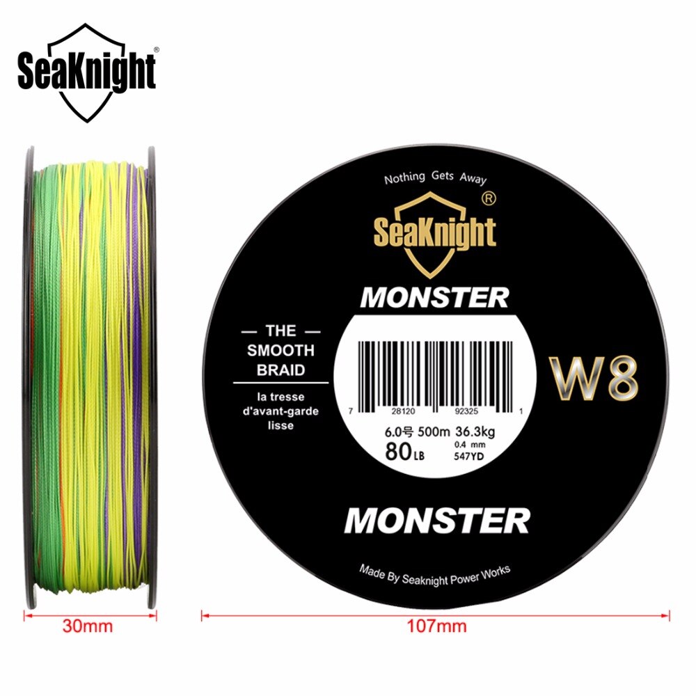 Seaknight monster  w8 500m flettet fiskelinje 8 tråde vidvinkel teknologi multifilament pe linje 20-100lb saltvandstråd