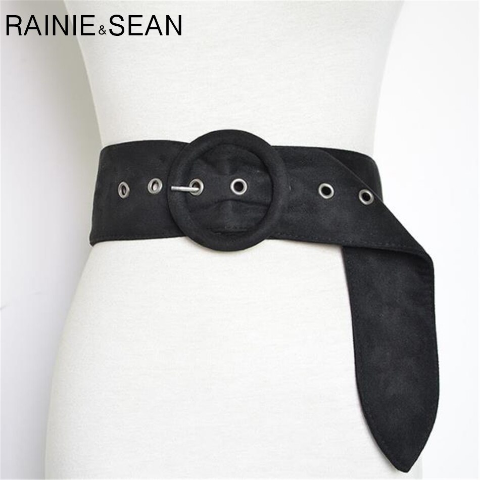 Cinturones de terciopelo para mujer, cinturón ancho de ante, color Beige, blanco, negro y marrón, corsé de otoño e invierno