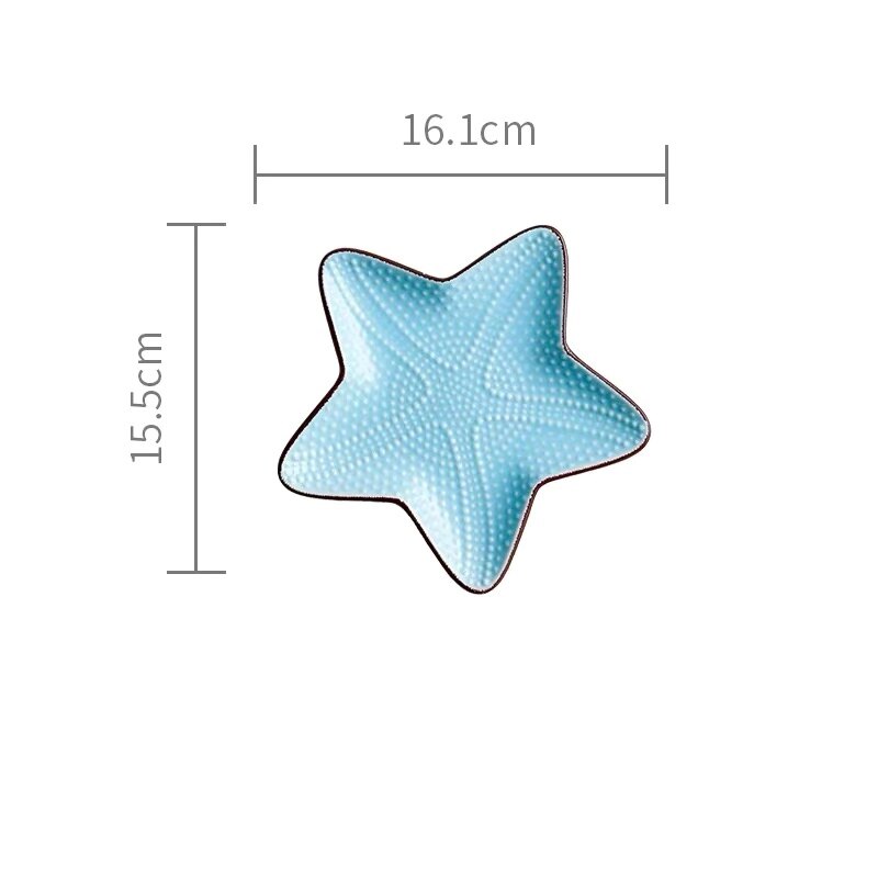 Japanse Oceaan Keramische Ontbijt Plat Servies Walvis Vis Schotel Shell Zeester Vorm Rijstkom Blauw Wit Porselein Servies: blue starfish large
