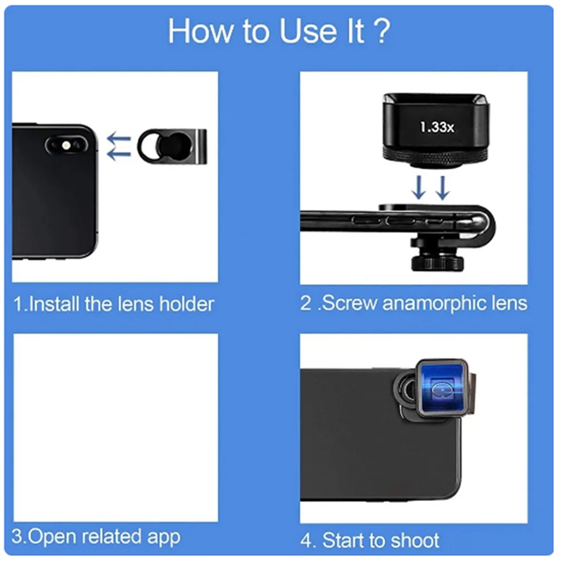 1 Stuks 1,33x Anamorfe Lens Mobiele Telefoon Video Breedbeeld Film Lens Door Filmic Pro App