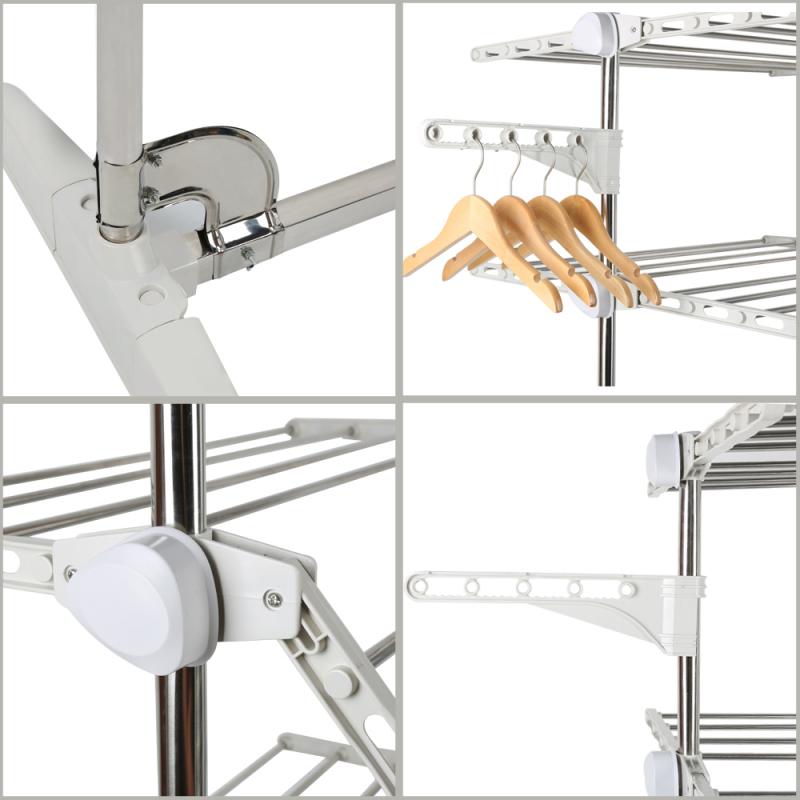 Multifunction 4 Tiers Adjustable Clothes Airer Stainless Laundry Rack Hanging Drying Folding Hanger For Clothes Space Saver HWC