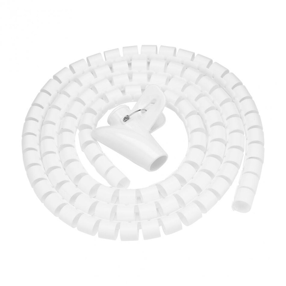 2M/1.5M Opslag Pijp Cord Protector Kabel Buis Organizer Flexibele Spiraal Kabel Organizer Winder Desk Tidy Kabel accessoires: 16mmx2m white