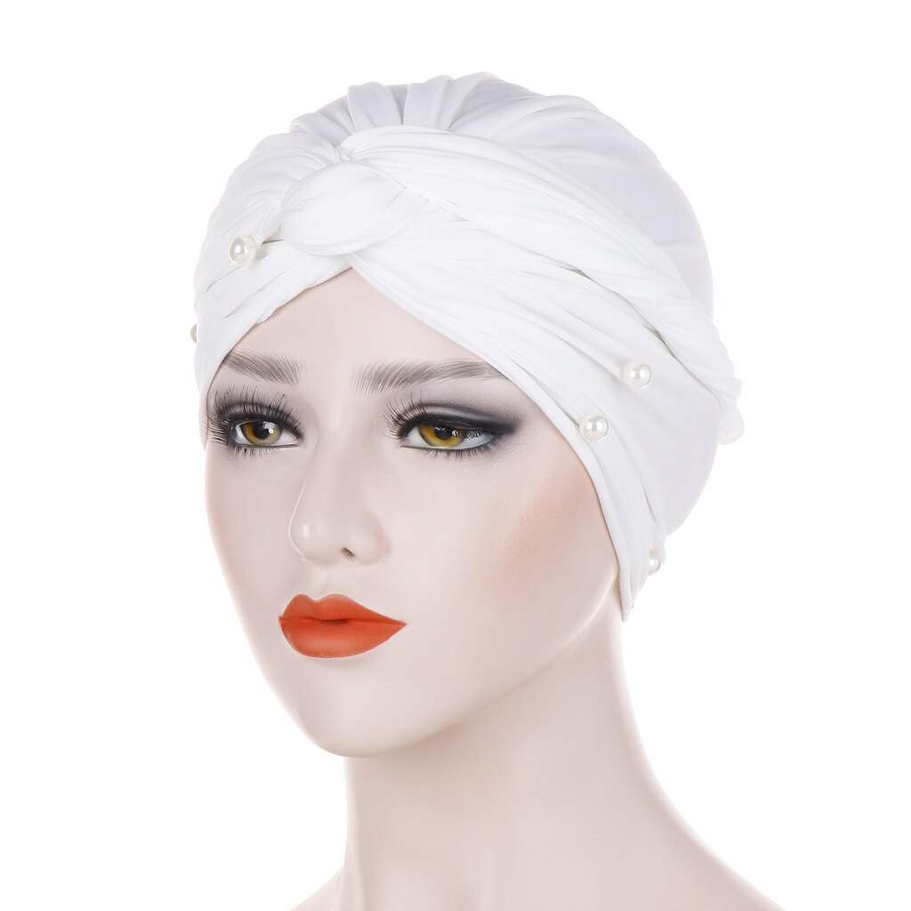 Turbante con perlas de terciopelo elásticas para Mujer, gorro musulmán, Hijab islámico, pañuelo para la cabeza, Turbante: 4