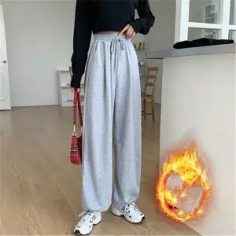 Pantalon de survêtement gris pour femme, Baggy, de sport, à la , noir, jogging, Streetwear, automne: 3 / XXL