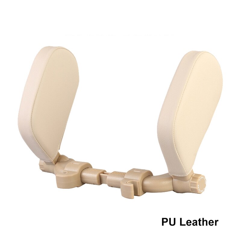 Autostoel Hoofdsteun Reizen Rest Nekkussen Ondersteuning Oplossing Voor Kinderen En Volwassenen Kinderen Auto Seat Hoofd Kussen Auto Kussen: Beige PU Leather