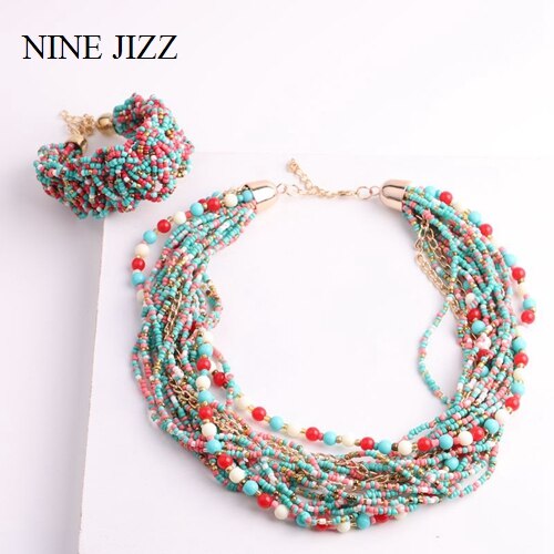 Vintage boheme store sætning perler kæde kvast halskæder til kvinder maxi enkel stil tribal smykker håndlavede colliers: 3056