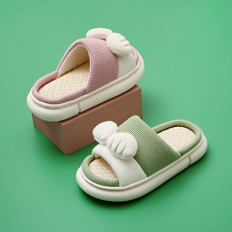 Chaussures de printemps antidérapantes pour enfants, en lin respirant, pour la maison, sandales antidérapantes portables, pantoufles pour garçons et filles, 2022