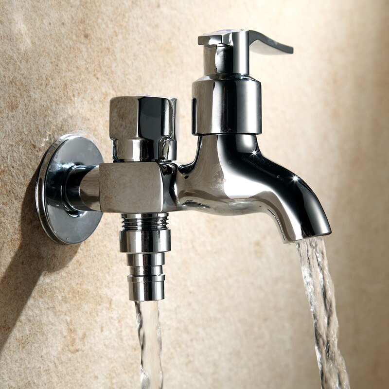 KAIYING Brass Washing Machine Faucet Double Using Bibcock Laundry Mop Pool Tap Dual Handles Small Tap For Outdoor Garden,2724