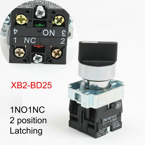 Xb2-bd21 bd25 bd33 bd53 bd73 1no/2no/1 nej 1nc 2/3 position låsning selvlåsende vælger trykknap switch øjeblikkelig selv-reset: Xb2-bd25