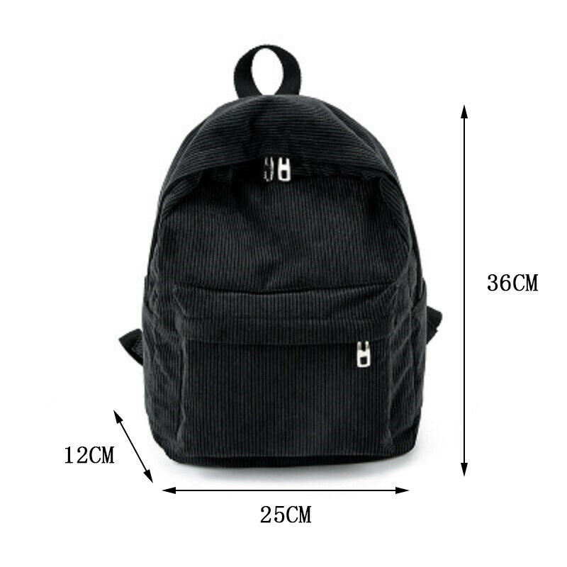 Kvinders rygsæk corduroy skoletaske solid lynlås stor kapacitet student pige kvinders rygsæk