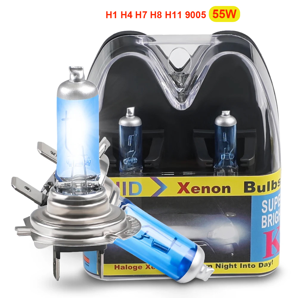 H1 H4 H7 H8 H11 9005 HB3 55W faro bombilla halógena luces antiniebla luz de coche 12V súper blanco 6000K estilo con caja de embalaje