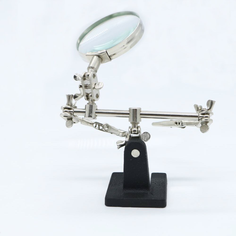 Newest protable Third Hand Tool Soldering Stand with 5X Magnifying Glass 360 Degree Rotating Adjustable Locking Arms