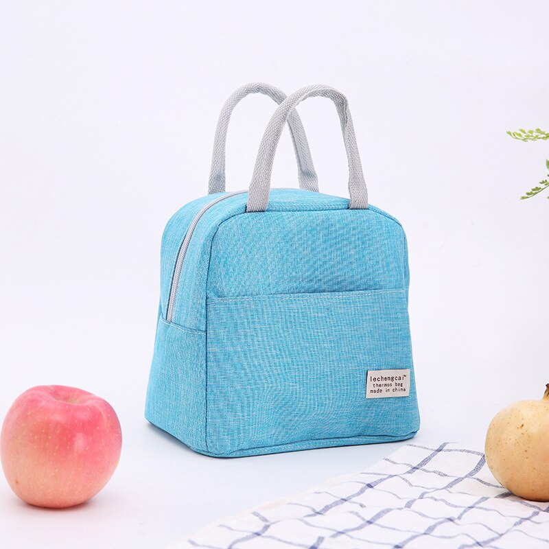 Cation Women Portable Lunch Bags Waterproof Zippe Student Bento Box Thermo Office School Picnic Cooler Handbag: Sky Blue