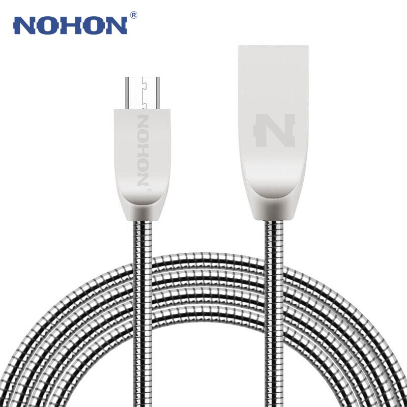 Nohon micro usb kabel hurtig oplader datakabel til samsung xiaomi lenovo lg nokia sony android telefon kabel ledning: Sort